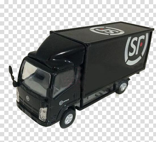 Cargo Truck SF Express, Shunfeng model car transparent background PNG clipart