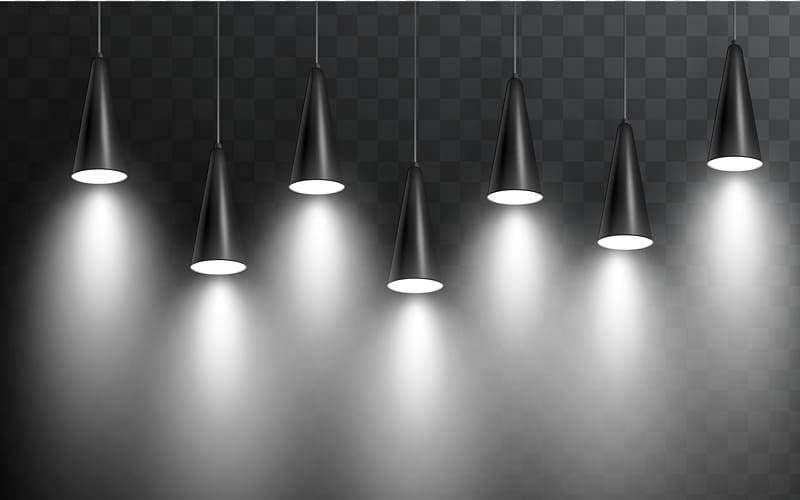 lighted pendant lamps, Light irradiation effect transparent background PNG clipart