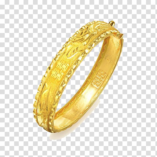 gold-colored ring illustration, Bangle Bracelet Ring Gold Jewellery, Chow Sang Sang gold bracelet gold wave bracelet female models edge marriage dowry 09513K two transparent background PNG clipart