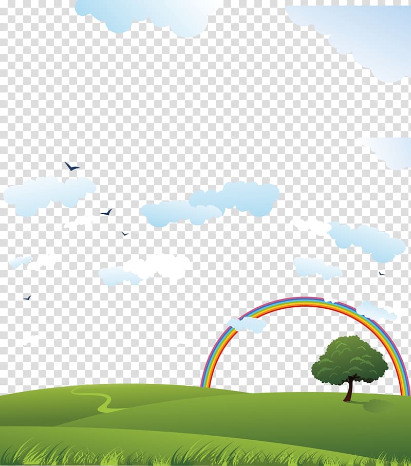 Poster , Blue sky and green grass transparent background PNG clipart