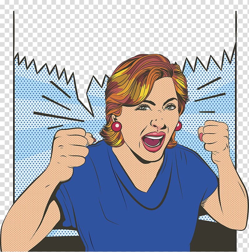 Screaming Cartoon Illustration, Crazy illustration, furious lady transparent background PNG clipart