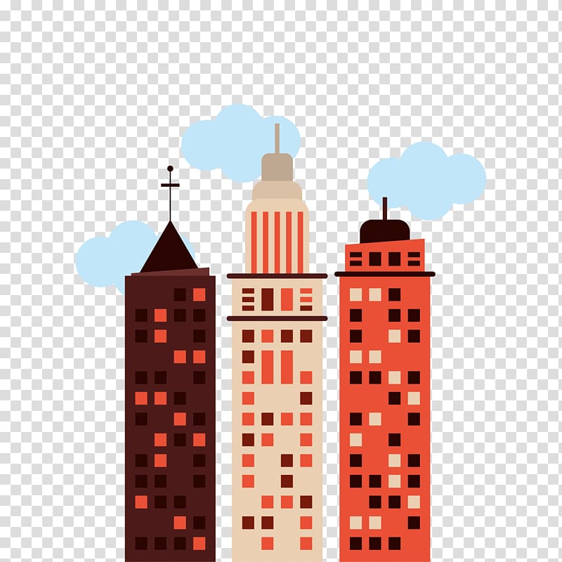 The Architecture of the City Cartoon Illustration, city ​​building transparent background PNG clipart