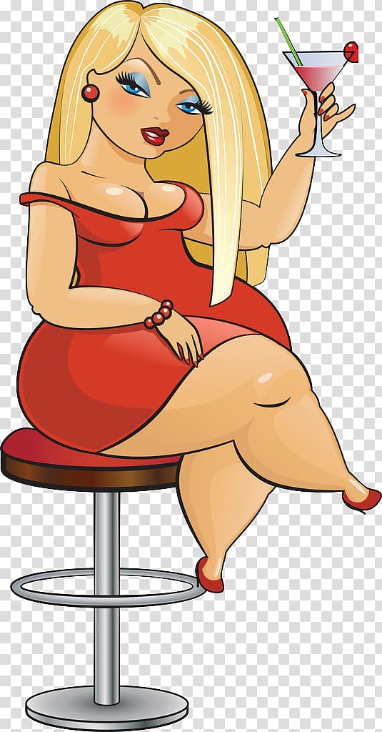 woman holding wine , Female Cartoon Illustration, The fat woman took glass material transparent background PNG clipart