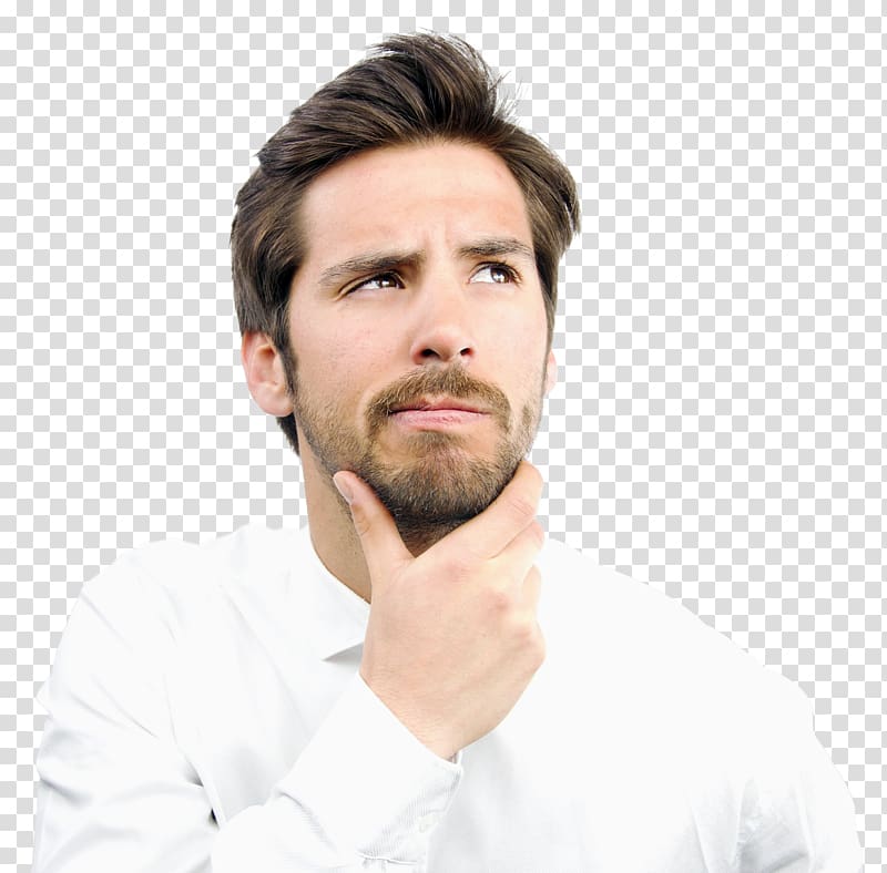 man wearing white dress shirt holding chin, Goatee Beard Hairstyle Remington Products Face, doubt transparent background PNG clipart
