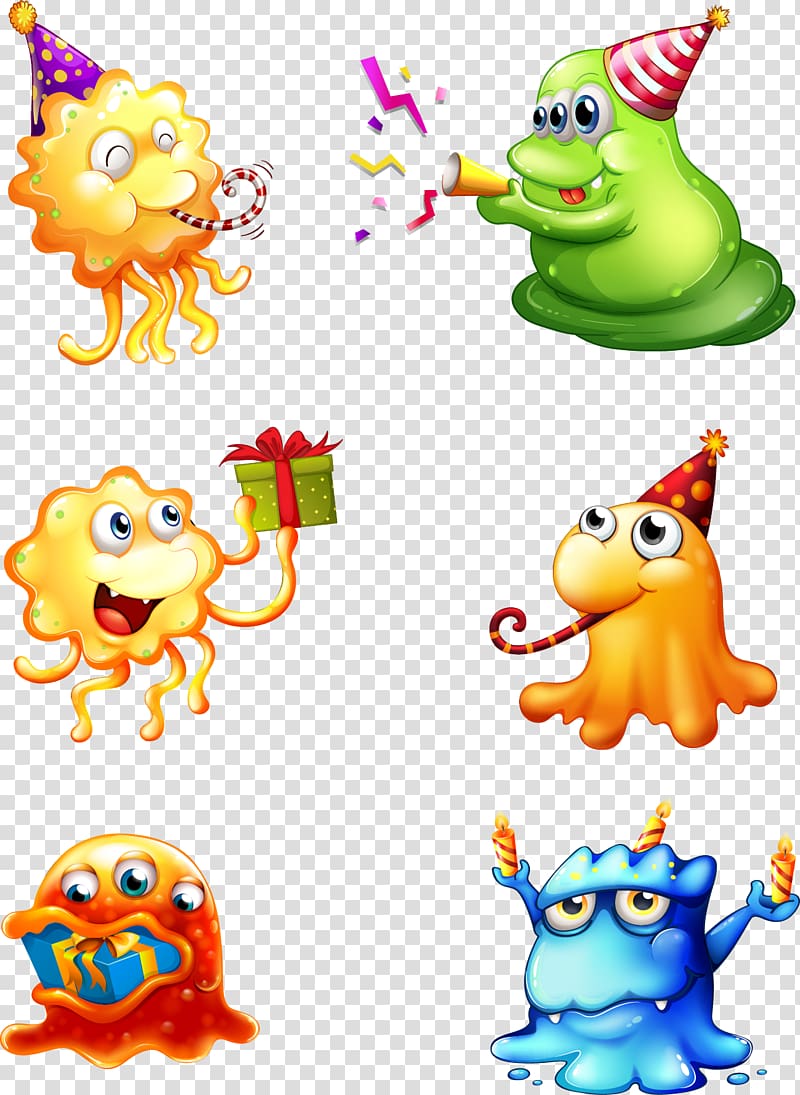 Monster Cartoon Illustration, hand-painted cartoon little monster transparent background PNG clipart