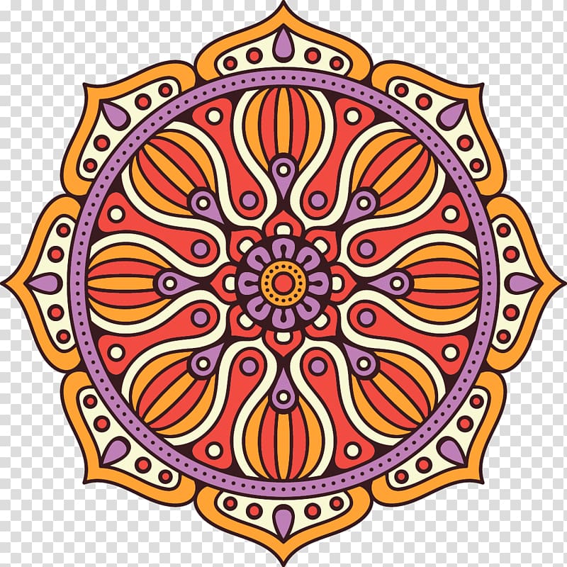 orange and beige mandala , Mandala Euclidean Coloring book Illustration, Warm Mandala transparent background PNG clipart