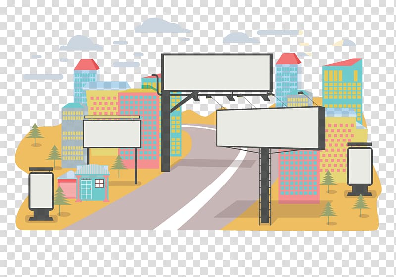 buildings and billboards , Advertising Road Billboard, roadside billboard transparent background PNG clipart