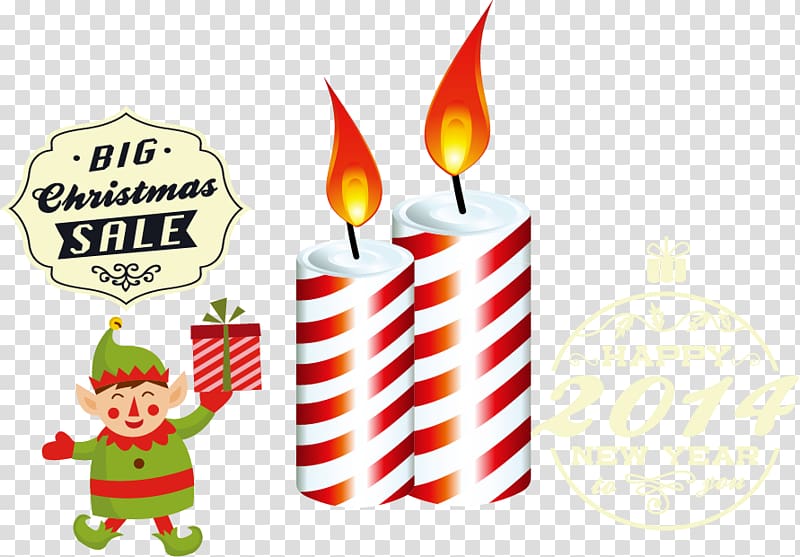 Santa Claus Christmas Candle, Christmas candles material transparent background PNG clipart