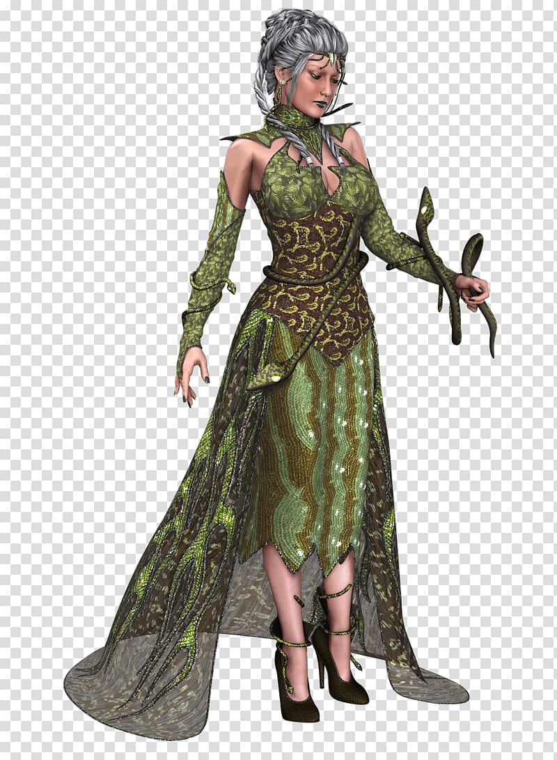 green dressed woman , Woman Holding Snake transparent background PNG clipart