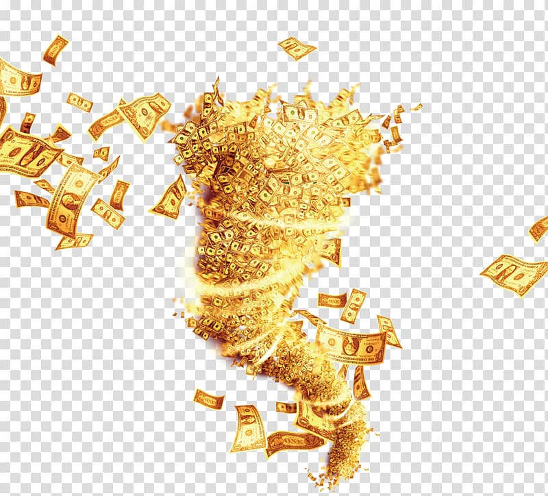 U.S. dollar banknote , Money Resource Investment, Gold wealth money tornado element transparent background PNG clipart