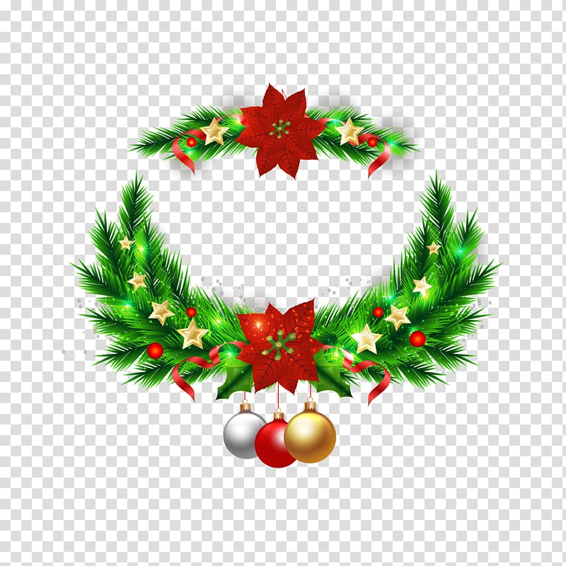 Christmas tree Wreath Christmas ornament, Christmas wreath elements transparent background PNG clipart