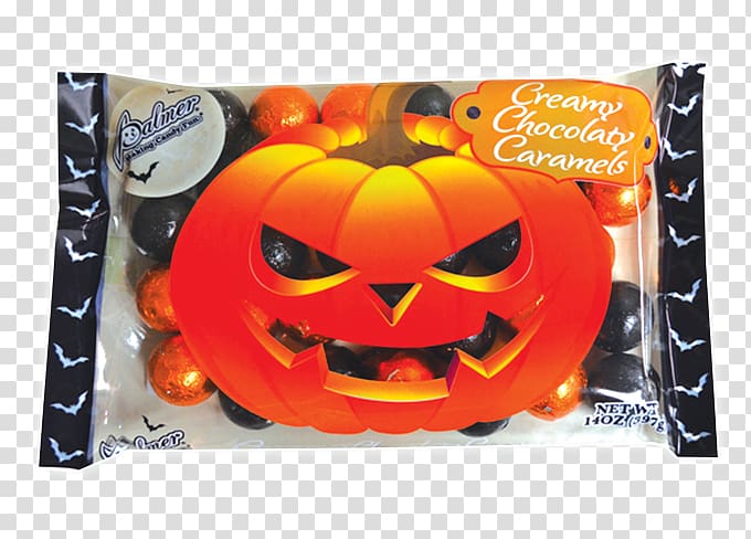 Jack-o\'-lantern Chocolate balls Fudge Candy Halloween, Candy bag transparent background PNG clipart