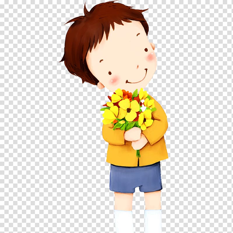 Child Boy, Boy holding a bouquet of flowers transparent background PNG clipart