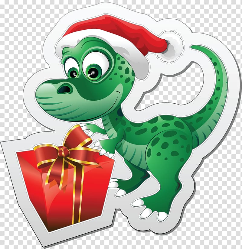 Tyrannosaurus Dinosaur egg Santa Claus Wall decal, salamander transparent background PNG clipart