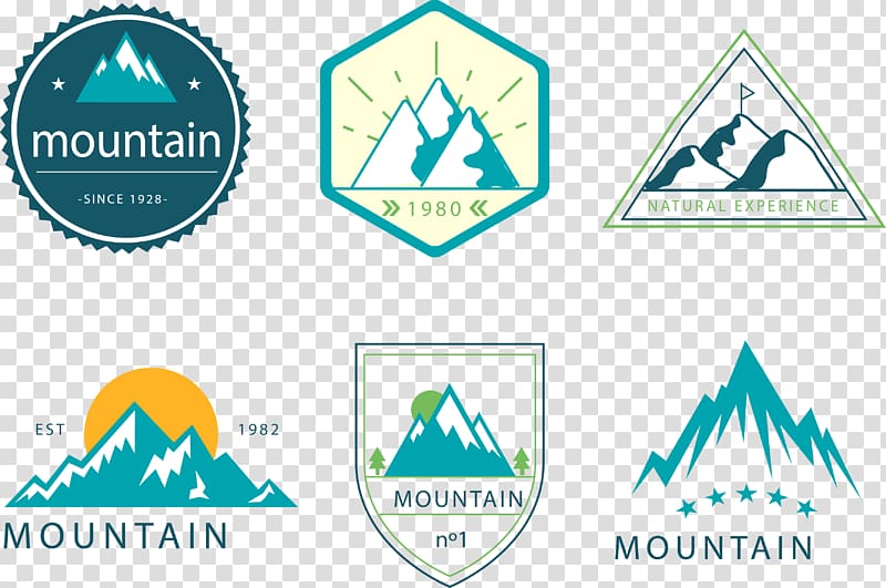 six Mountain logos art, Euclidean Adobe Illustrator Icon, painted icon mountaineering transparent background PNG clipart