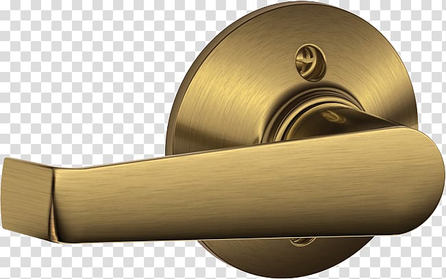 Brass Door handle Schlage Lock, Brass transparent background PNG clipart