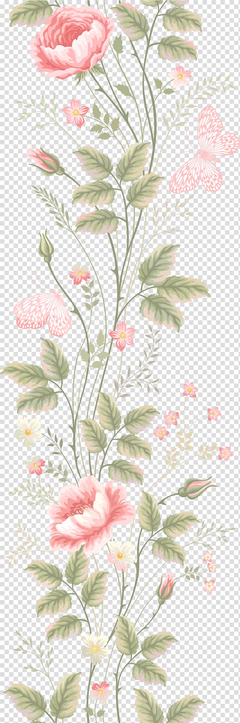 pink flowers illustration, Flower, Painted pink flowers transparent background PNG clipart