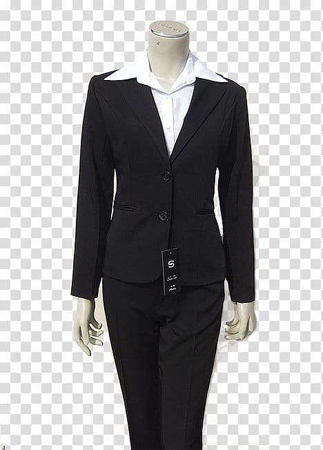 women's black formal suit, Suit Clothing Tuxedo T-shirt, Lady suits transparent background PNG clipart