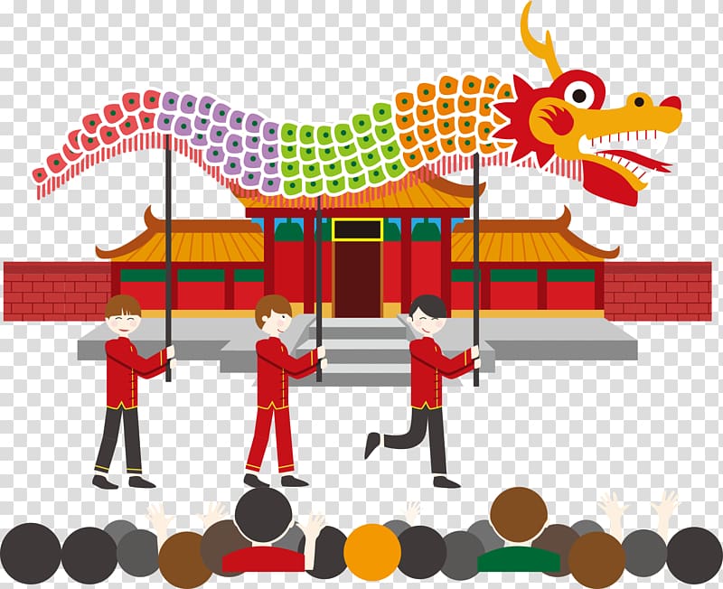 Dragon dance Cartoon Lion dance Festival , Festival dragon cartoon characters transparent background PNG clipart