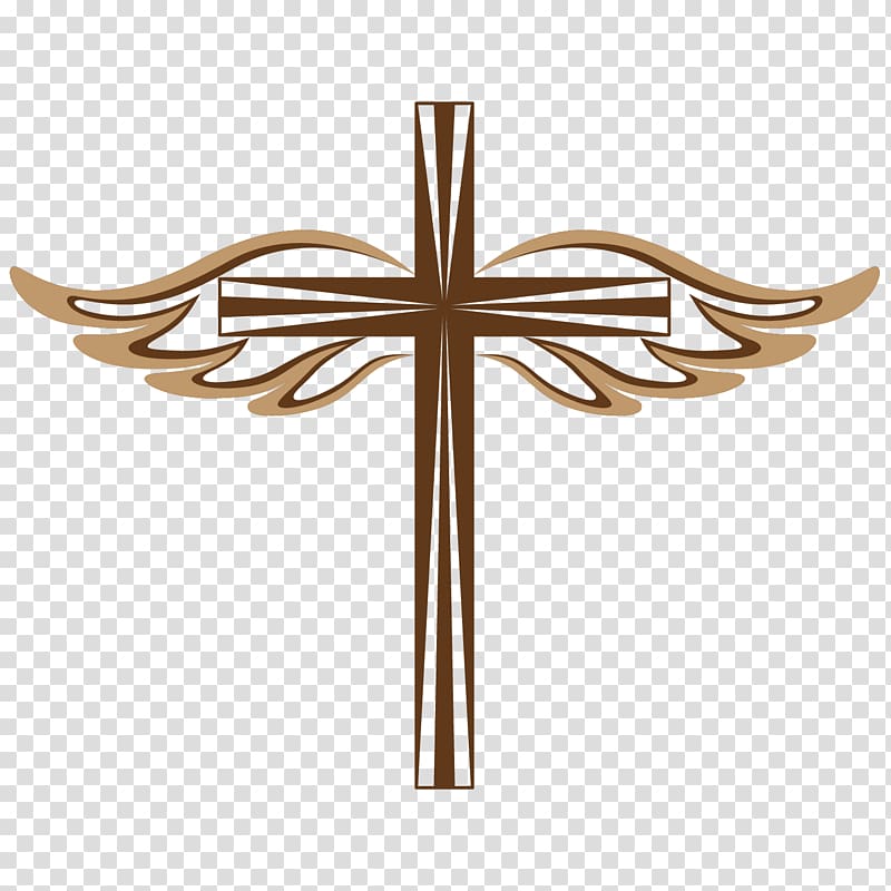 brown cross with wings illustration, Christian cross Crucifixion, Jesus cross decoration illustration transparent background PNG clipart