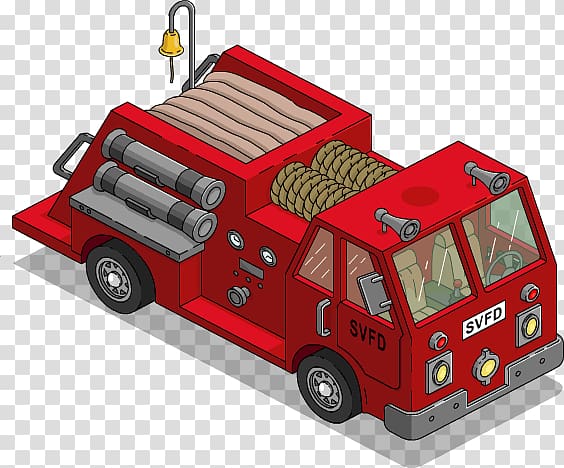 Fire engine The Simpsons: Tapped Out The Fire Truck Car Fire department, car transparent background PNG clipart