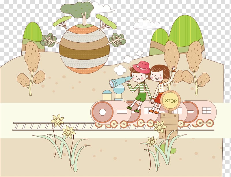 Train Child Travel Illustration, Train Travel transparent background PNG clipart