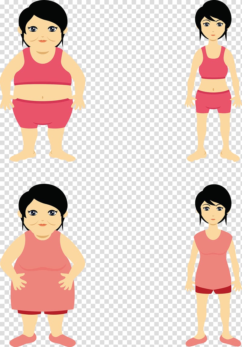 four women wearing pink top , Obesity Illustration, Obese woman transparent background PNG clipart