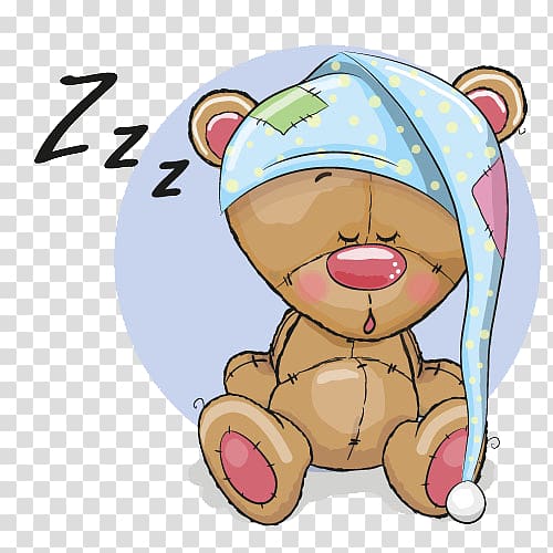brown bear plush toy, Bear illustration Illustration, Sleeping Bear transparent background PNG clipart