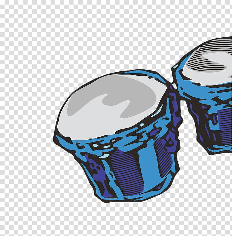 Musical instrument Marching band Bongo drum Illustration, Blue hand-painted drums transparent background PNG clipart