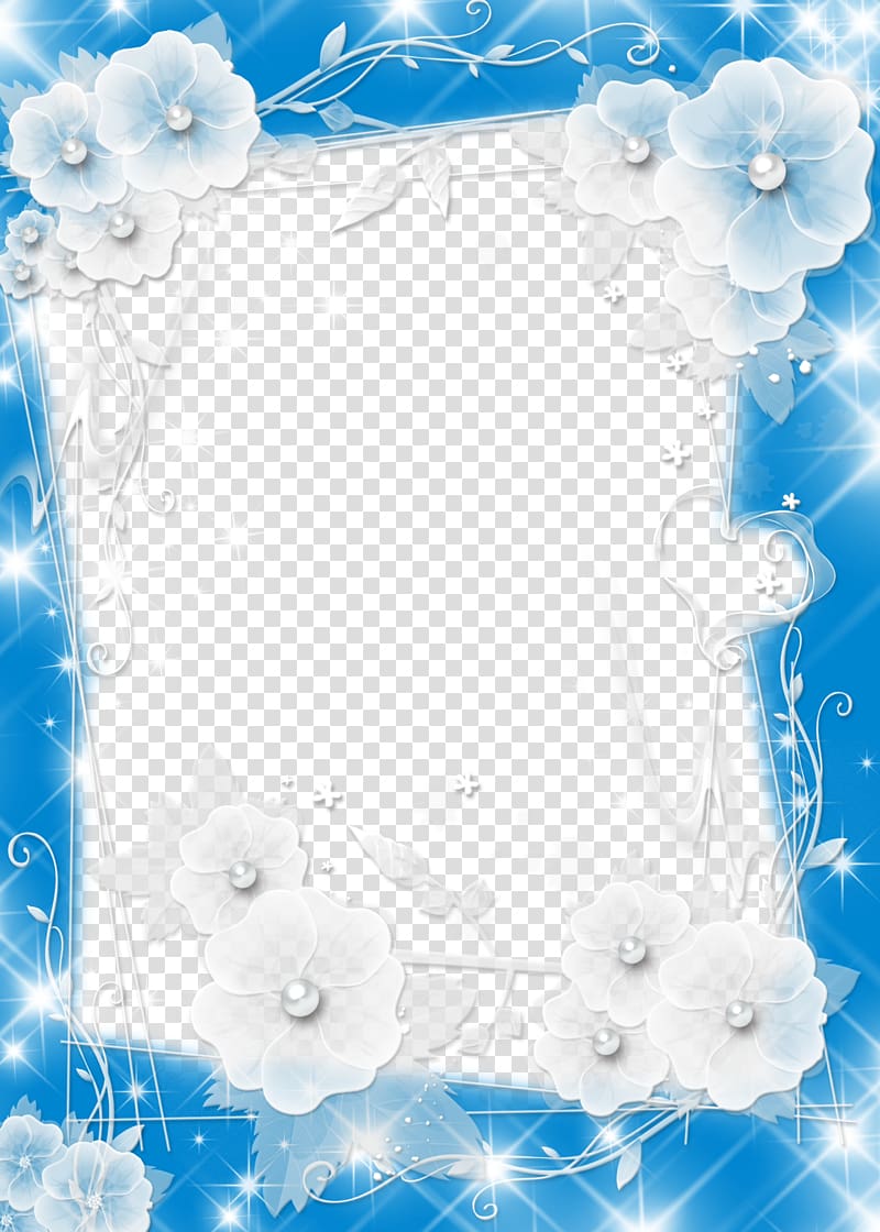 blue star flower border transparent background PNG clipart