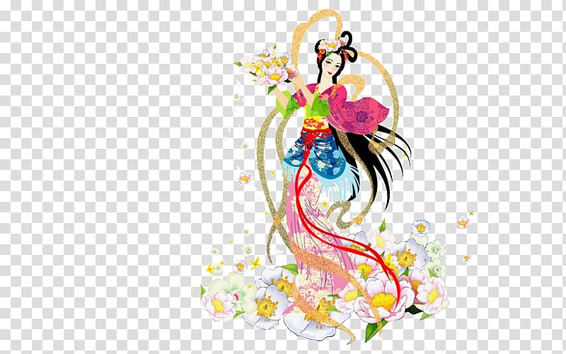 Mid-Autumn Festival 嫦娥奔月 Chang\'e Hou Yi, China transparent background PNG clipart