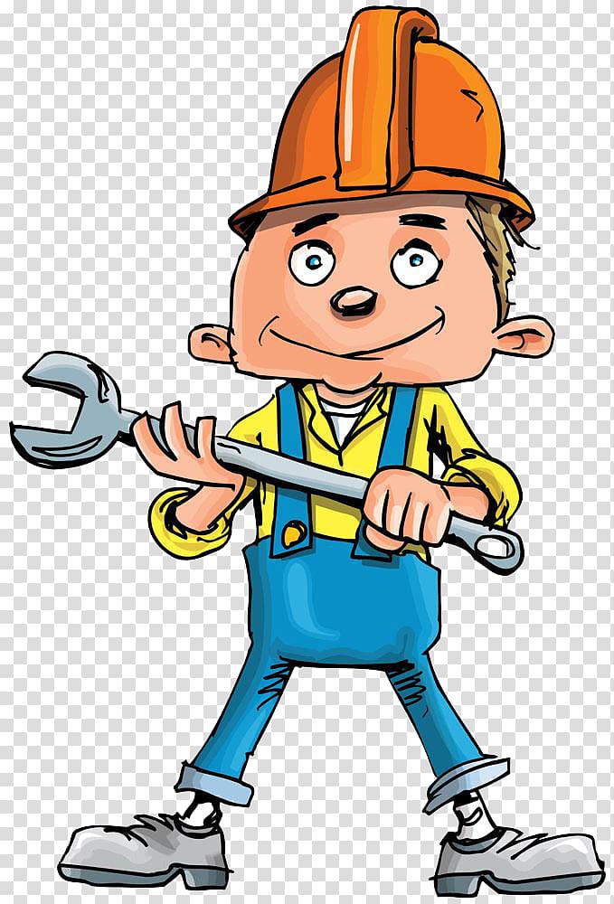 Plumber Plumbing Cartoon Handyman, A worker with a spanner transparent background PNG clipart