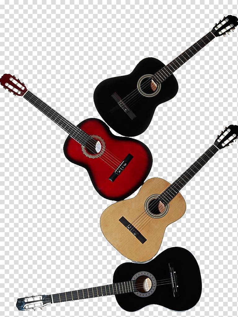 Acoustic guitar Bass guitar Musical instrument, Red and black guitar transparent background PNG clipart