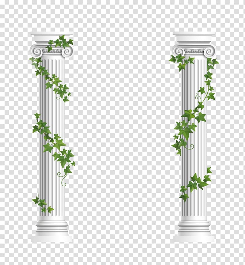two white pillars, Column Ionic order Euclidean , Decorative columns transparent background PNG clipart
