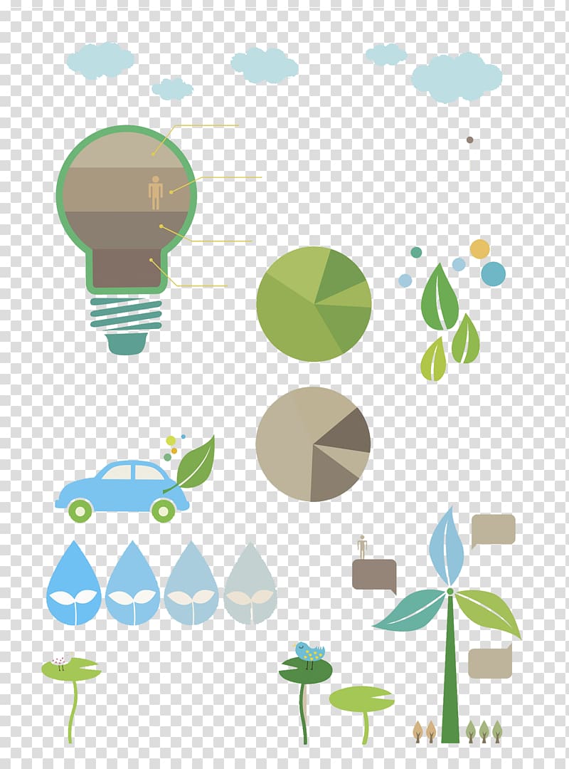 Green Illustration, Hand drawn green bulbs and cars transparent background PNG clipart