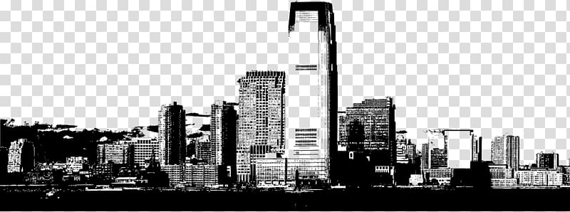 Black and white Skyline City, city transparent background PNG clipart