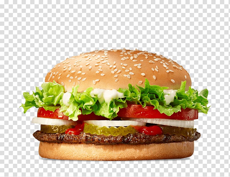 Whopper Hamburger Cheeseburger Fast food KFC, burger king transparent background PNG clipart