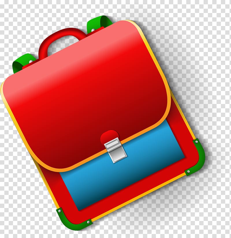 , Cartoon red backpack transparent background PNG clipart