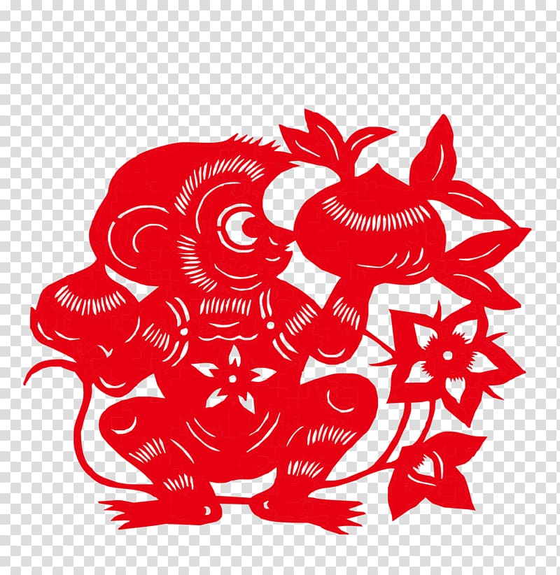 Chinese zodiac Papercutting Monkey Chinese New Year Tai Sui, 2016 Monkey transparent background PNG clipart