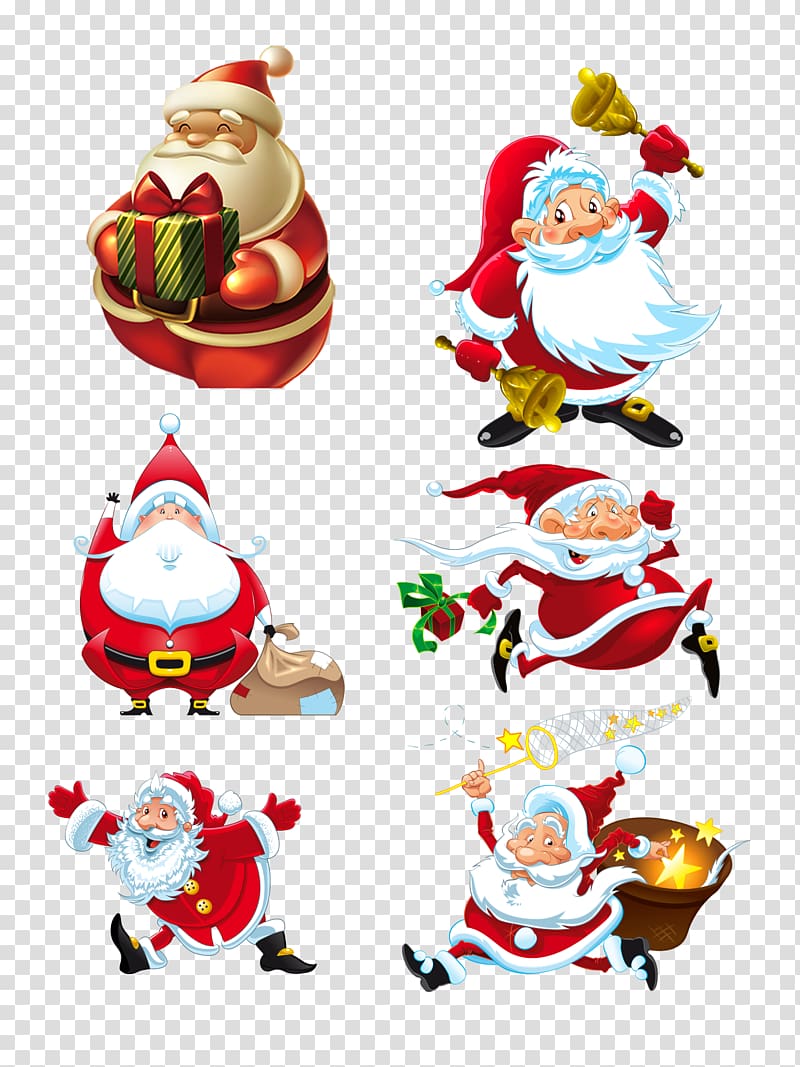 Santa Claus\' gifts Christmas ornament, A large collection of Santa Claus gift element transparent background PNG clipart