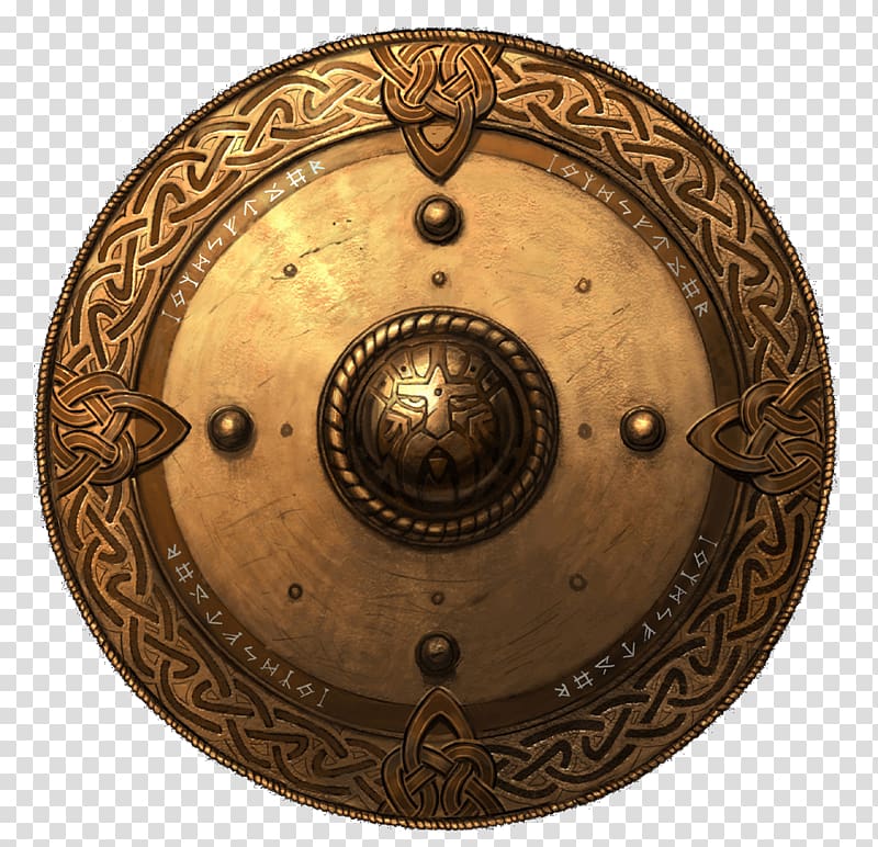 round bronze-colored shield, Golden Shield transparent background PNG clipart