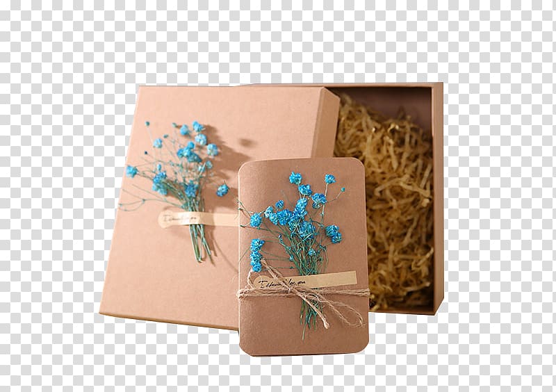 Box Kraft paper Packaging and labeling, Blue floral box transparent background PNG clipart