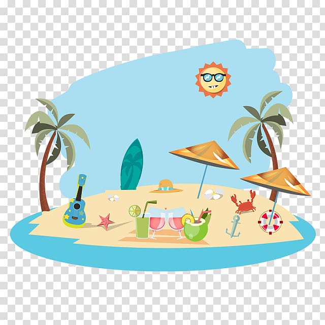 graphics Illustration Cartoon, summer beach elements transparent background PNG clipart