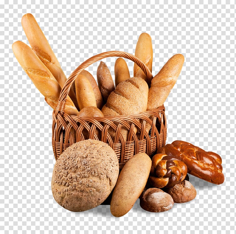 assorted-varieties of baked breads, Bakery Bread Viennoiserie Food, bread basket transparent background PNG clipart