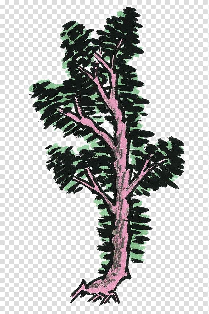 Tree Chinese painting Branch, Freehand tree transparent background PNG clipart