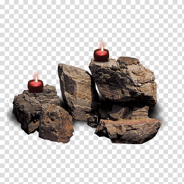 Rock , Red candles on the rocks transparent background PNG clipart