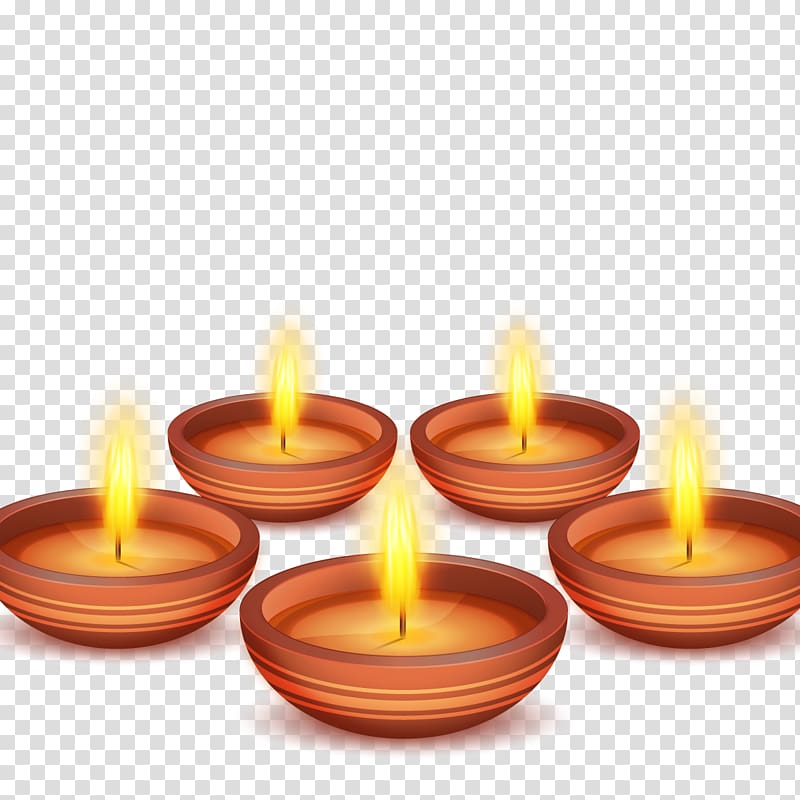 five brown lighted votive candle illustration, Candle Light Flame, Lotus Lantern Festival transparent background PNG clipart