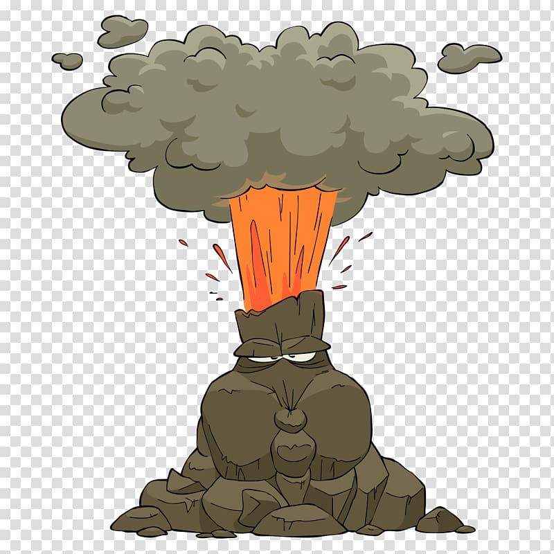 brown volcano illustration, Volcano Lava Cartoon , volcano eruption transparent background PNG clipart
