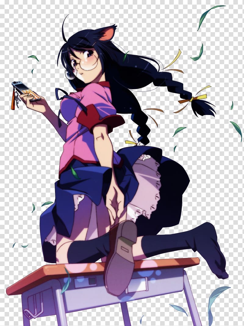 Monogatari Series Nisemonogatari Tsubasa Hanekawa Nekomonogatari Hitagi Senjougahara, anime transparent background PNG clipart