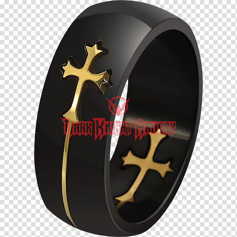 Wedding ring Stainless steel Titanium ring, gothic Cross transparent background PNG clipart